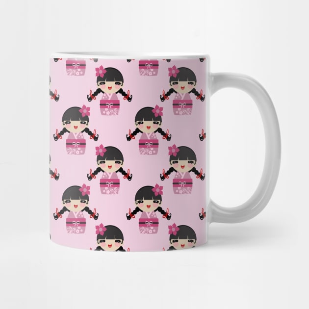 Pink Kokeshi Pattern by saradaboru